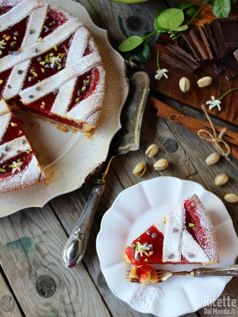 Porzione da 300 gr. (,ca) Crostata di pasta frolla vegana al gelo con gelo  di anguria Biologica - PRODOTTO STAGIONALE - Palermo