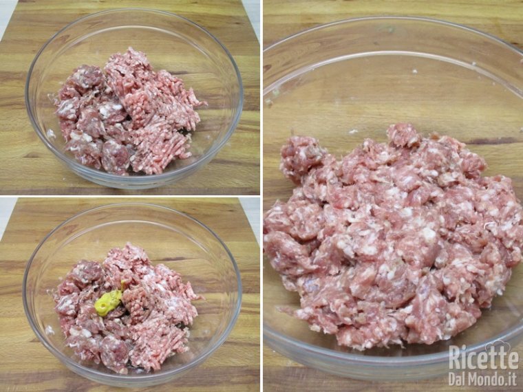 Preparare l'impasto di carne
