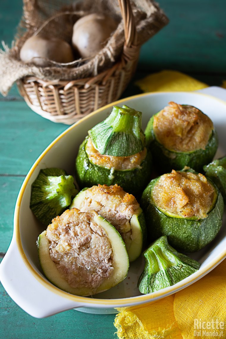 Zucchine Tonde Ripiene Di Tonno (Ricetta Golosa Senza Carne)